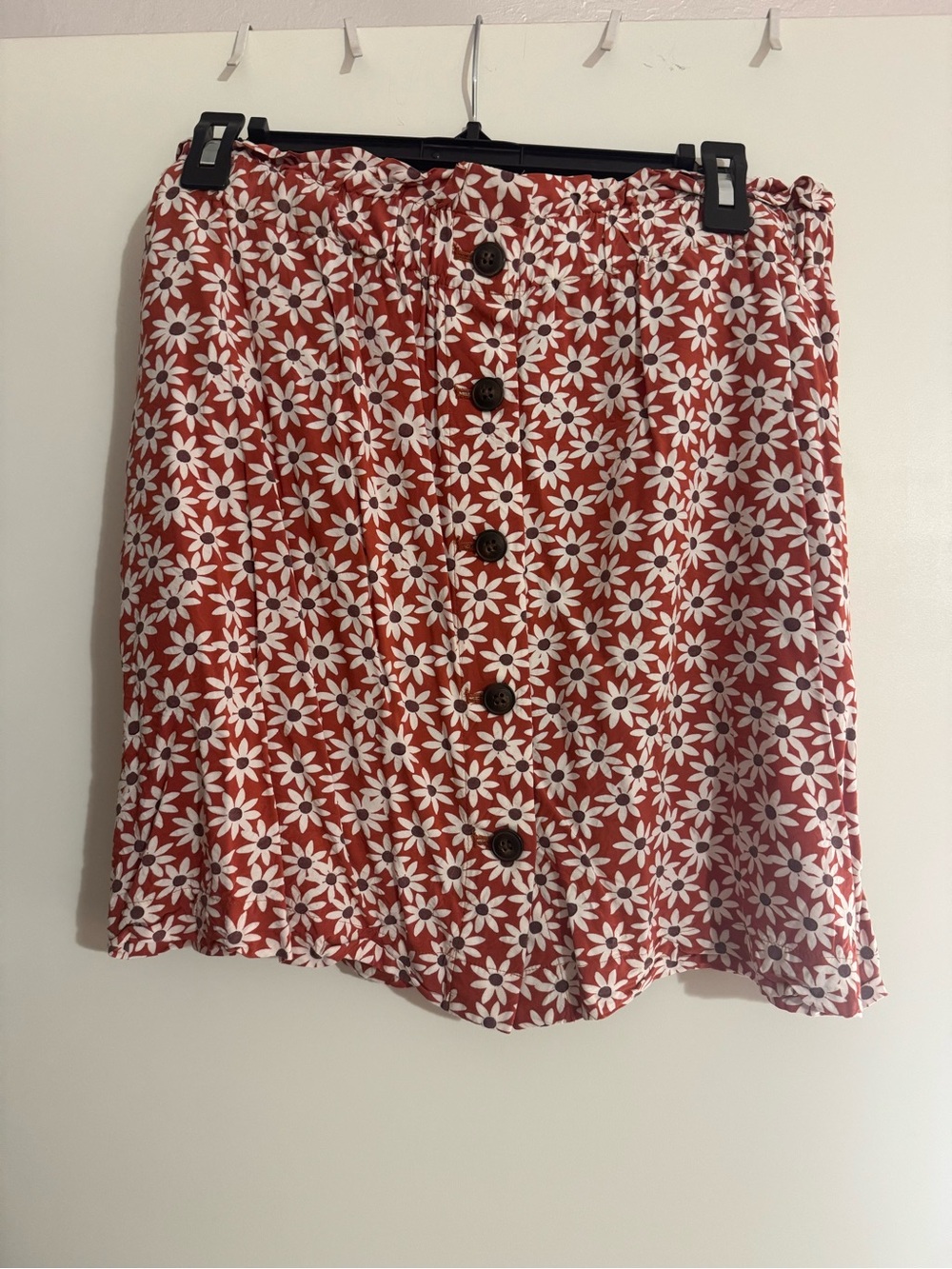 Madewell Rust Daisy-Print Button Front Mini Skirt